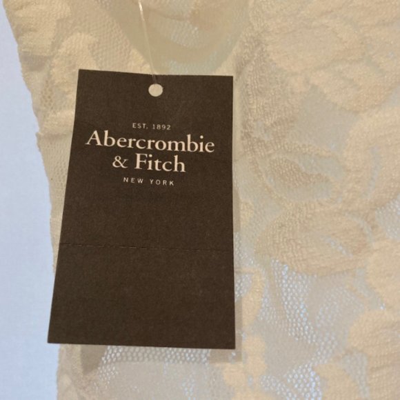 NWT Abercrombie & Fitch Caily Floral Lace Stretch White Tank Women's S - Picture 8 of 8